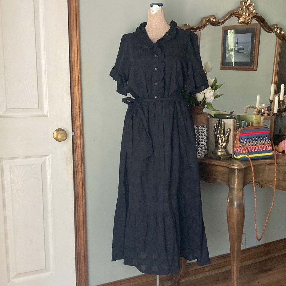 WHO WHAT WEAR black Midi dress